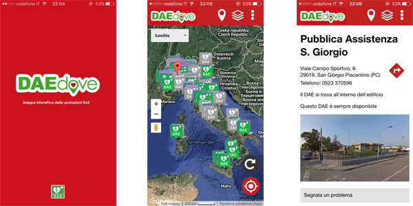 DAEDove, un’app gratuita per mappare i defibrillatori sul territorio