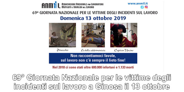 69° Giornata Nazionale per le vittime degli incidenti sul lavoro a Ginosa il 13 ottobre