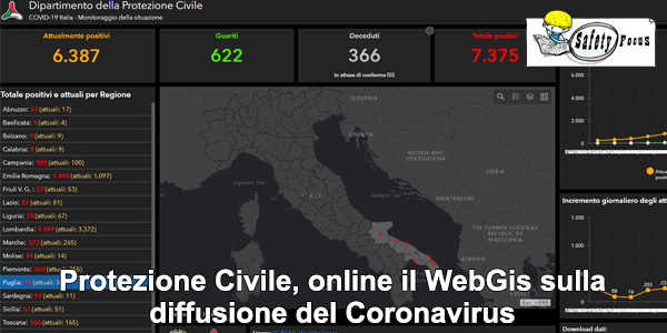 Protezione Civile, online il WebGis sulla diffusione del Coronavirus